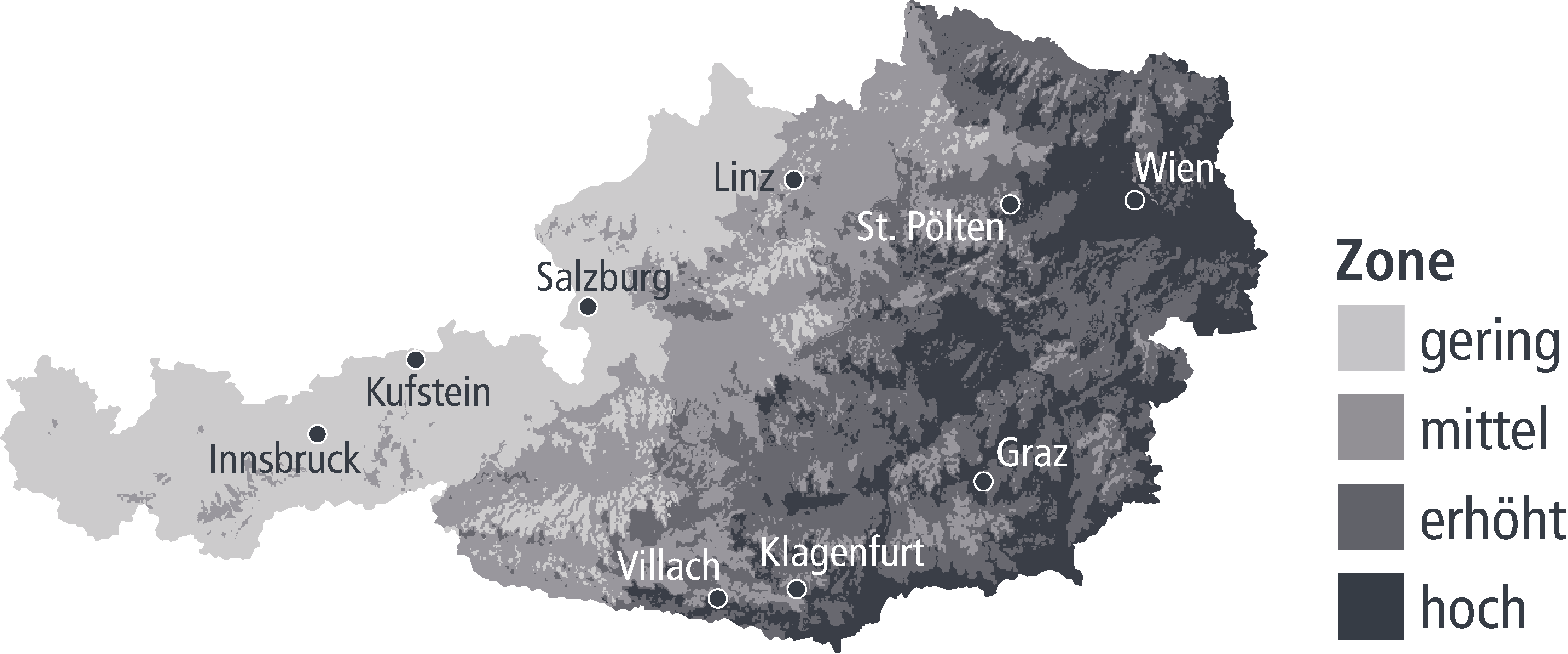 Windzonenkarte für Österreich