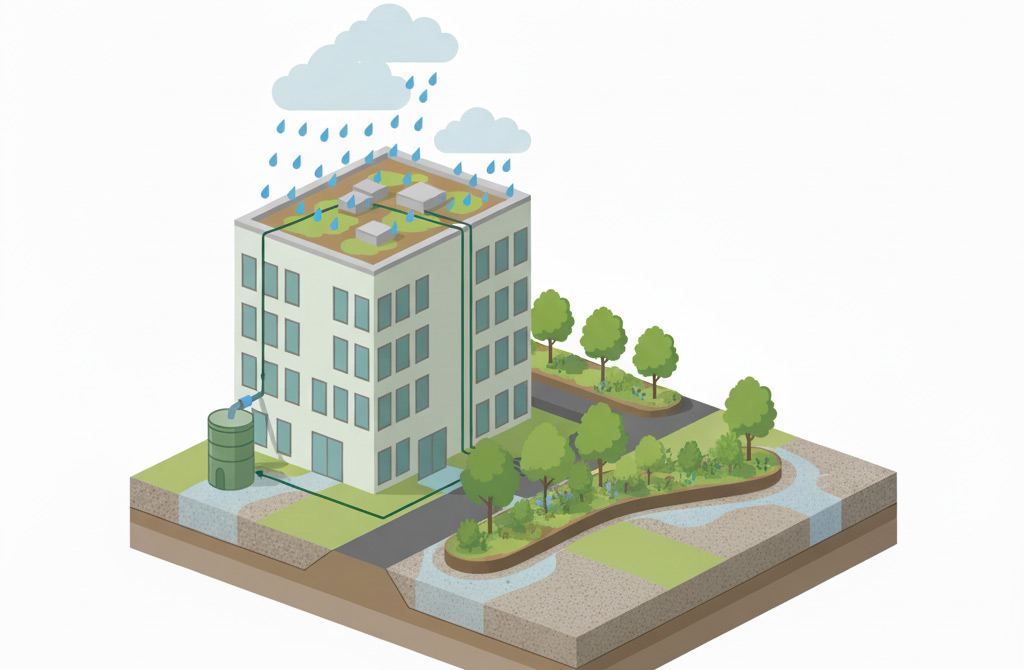 Nutzung von Regenwasserrückhalt