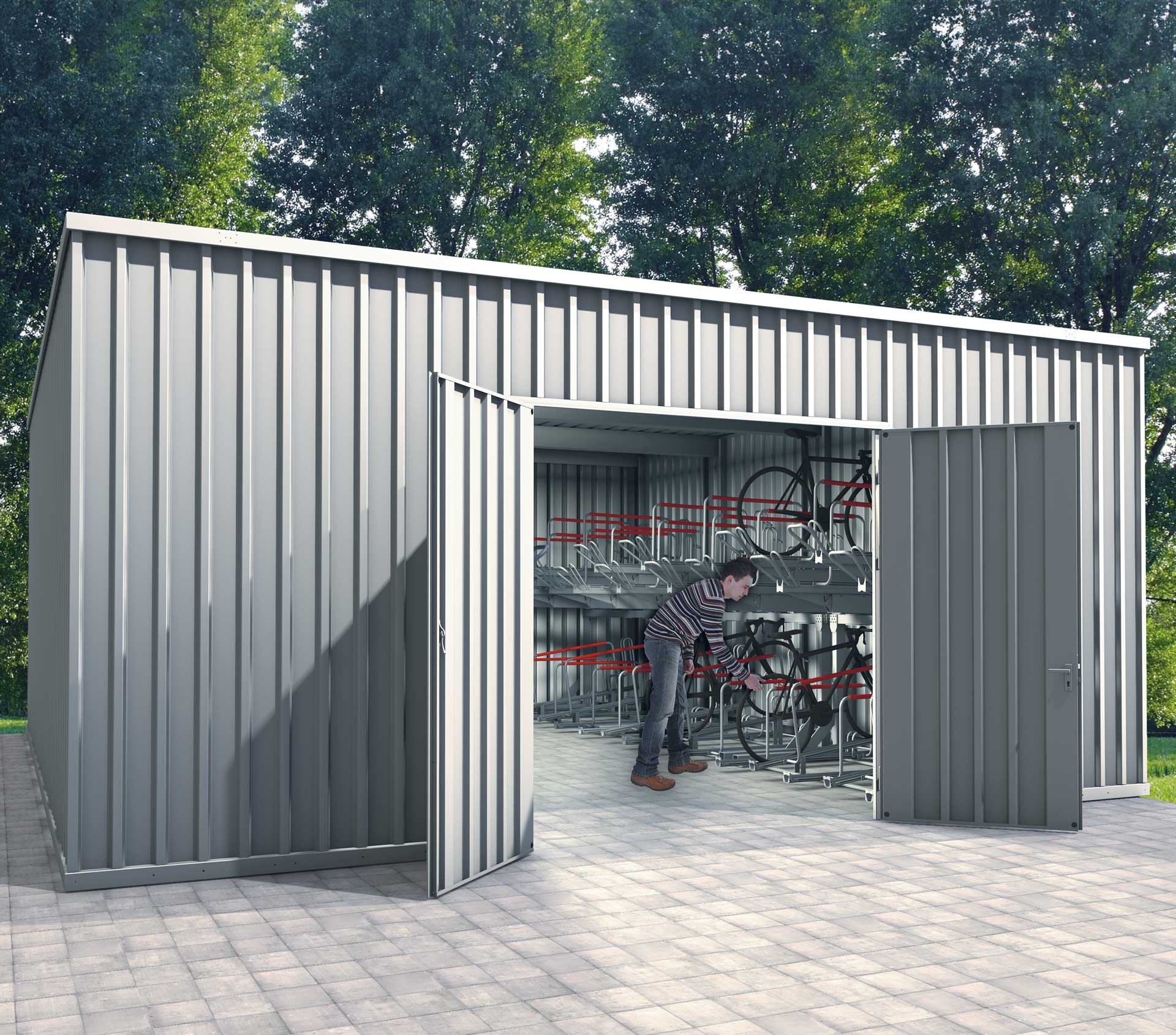 Fahrradhaus LILLEHAMMER mit vielen Fahrradabstellplätzen