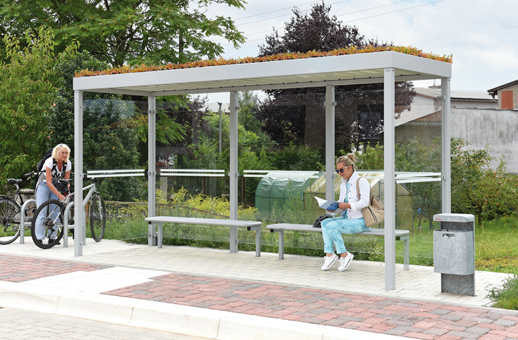 Fahrgastunterstand mit Dachbegrünung