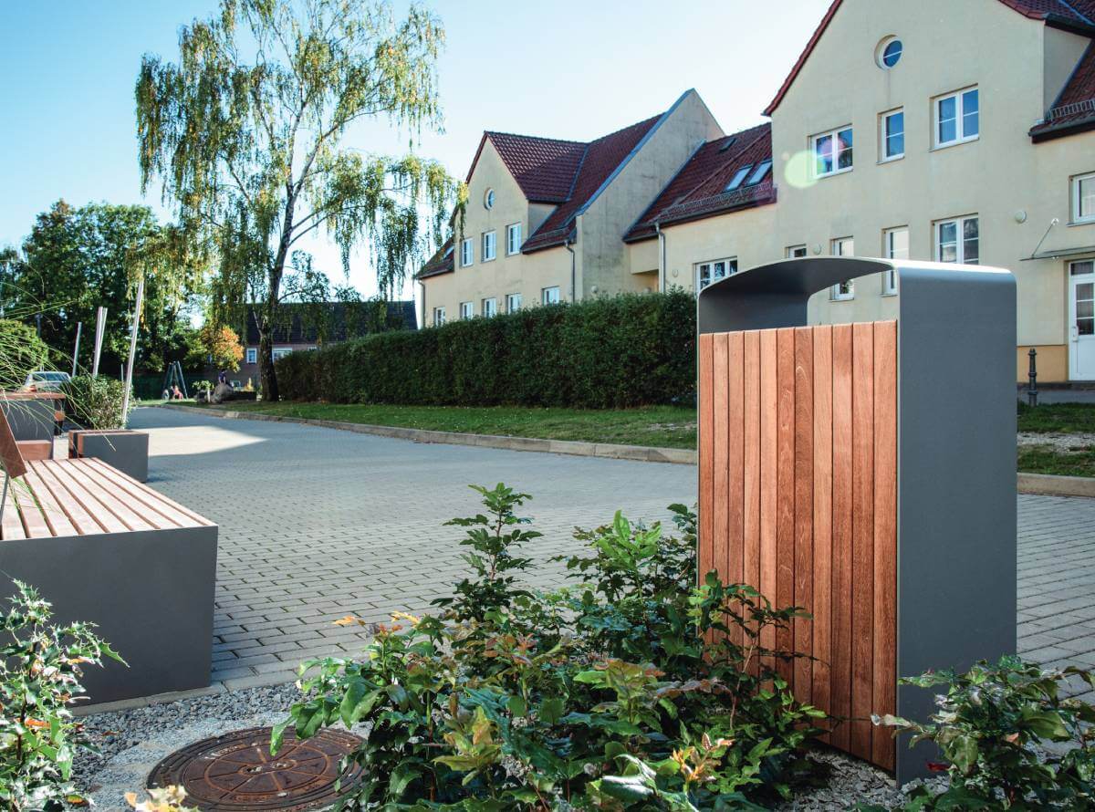 Abfallbehälter mit Jatoba Holz