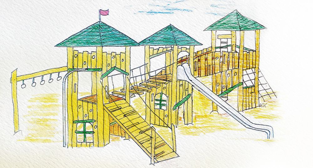 Entwurf einer Burganlage für einen Spielplatz