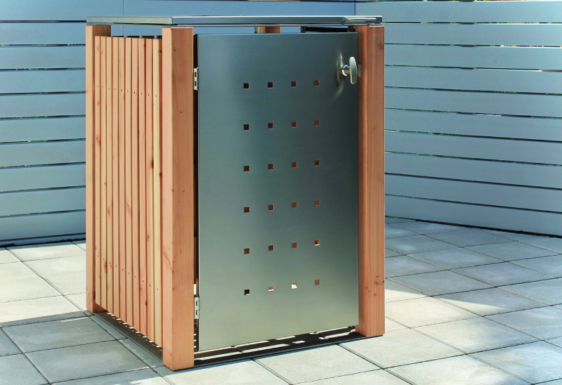 Mülltonnenbox ais Holz und Edelstahl