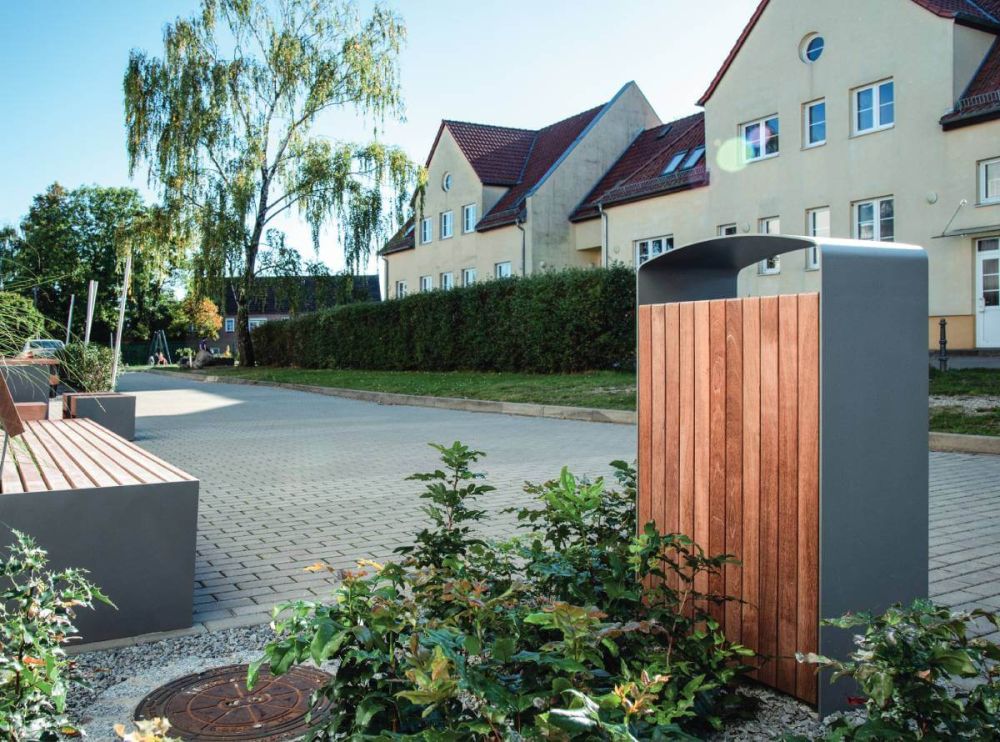 Abfallbehälter mit Jatoba Holz